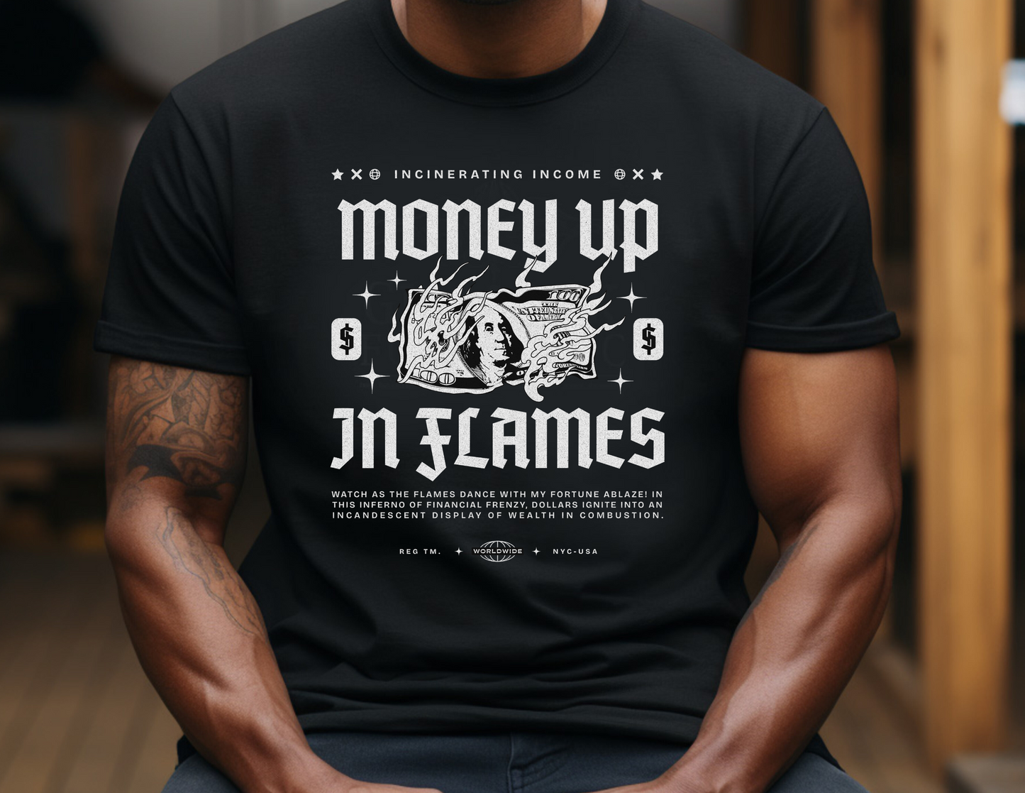 Money Up in Flames Graphic Tee
