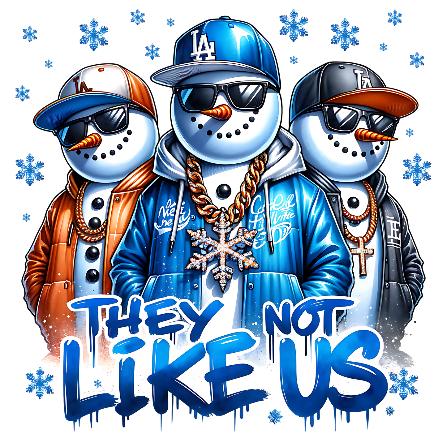 “They Not Like Us” Urban Snowman Graphic T-Shirt – Streetwear Winter Edition