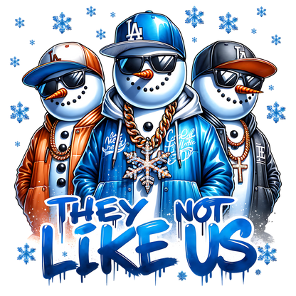 “They Not Like Us” Urban Snowman Graphic T-Shirt – Streetwear Winter Edition