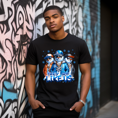 “They Not Like Us” Urban Snowman Graphic T-Shirt – Streetwear Winter Edition