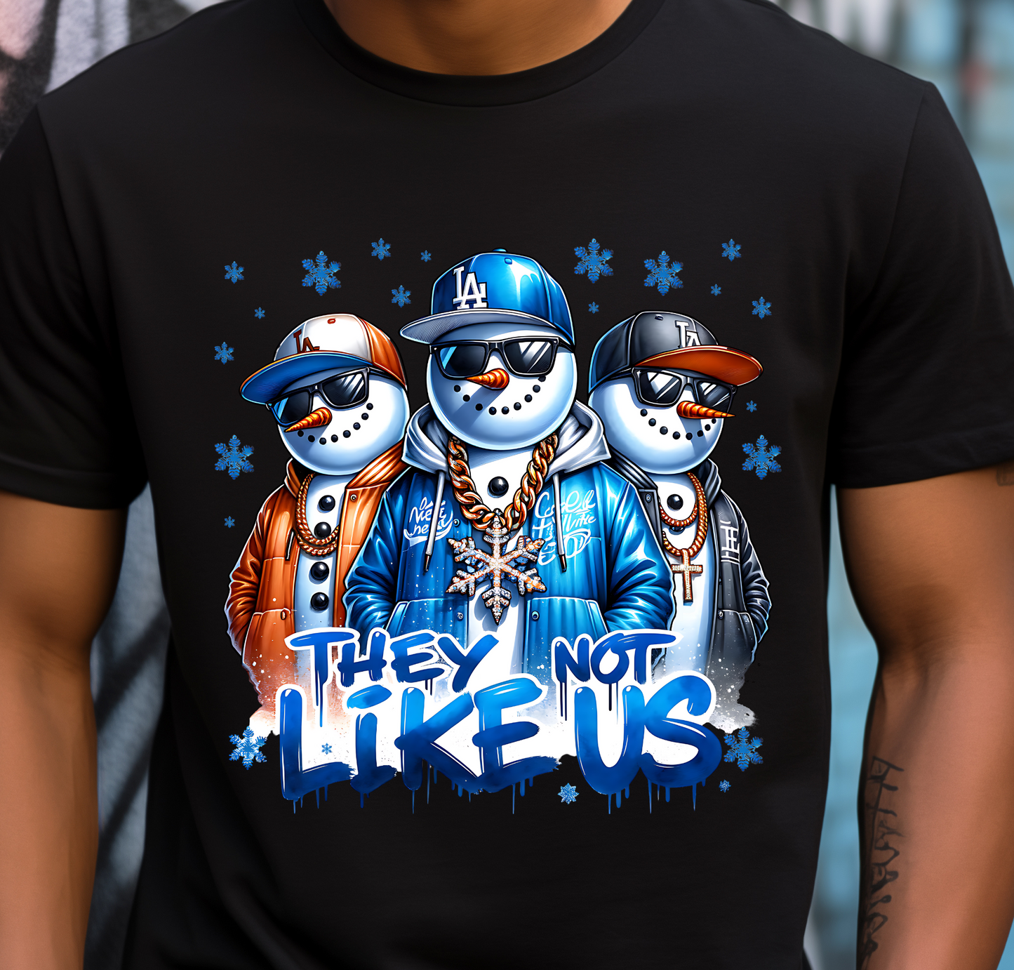“They Not Like Us” Urban Snowman Graphic T-Shirt – Streetwear Winter Edition