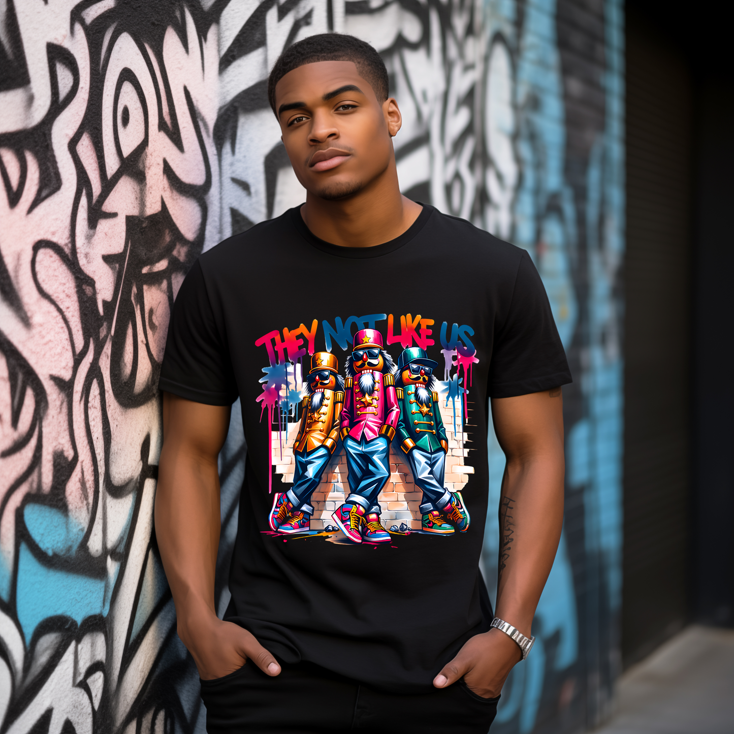“They Not Like Us” Urban Nutcracker Graphic T-Shirt – Streetwear Holiday Edition