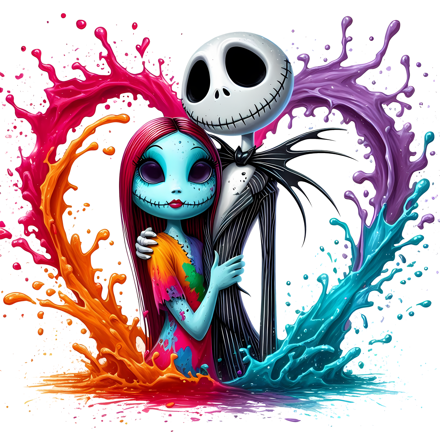 Bold Men’s Graphic T-Shirt – Color Splash Couple Design