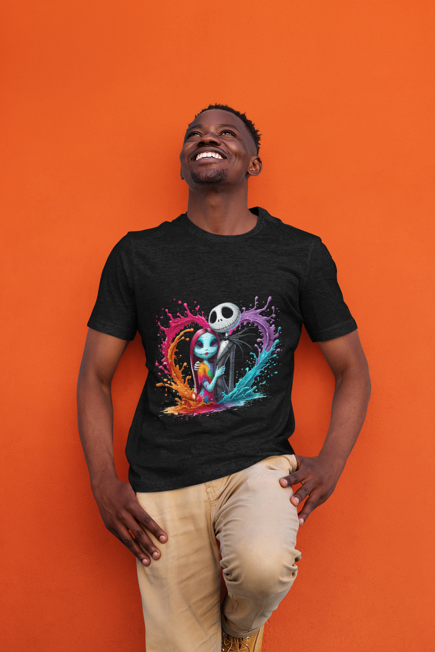 Bold Men’s Graphic T-Shirt – Color Splash Couple Design